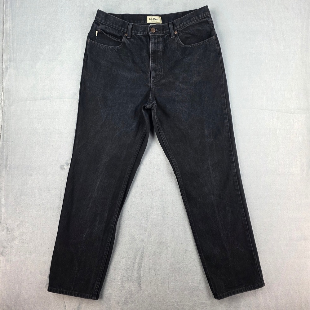 LL Bean Classic Fit Mens Black‎ Denim Jeans 100% Cotton 36x32 LB000459